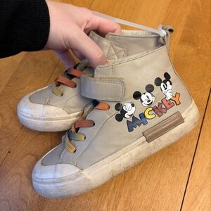 US12- Disney Mickey Kids High-Top Sneakers - Beige and Multicolor